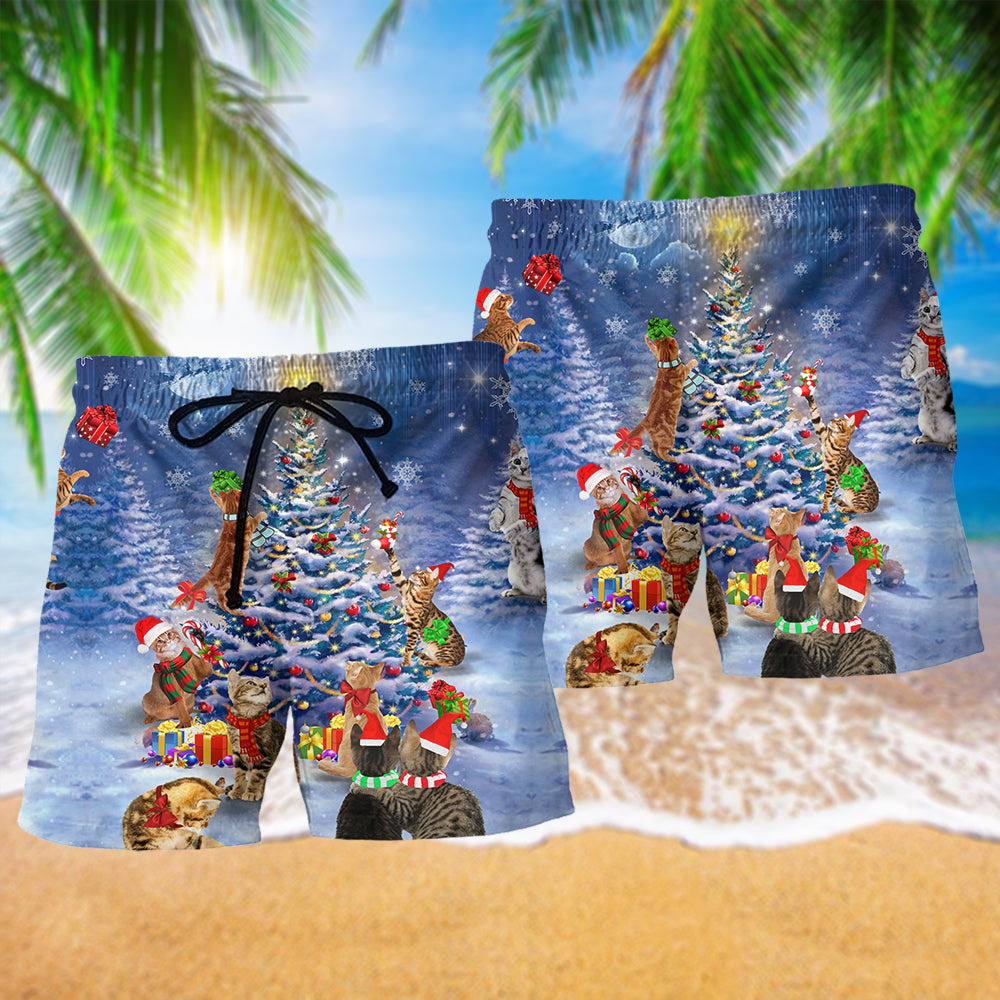 Cats Love Christmas Everytime - Beach Short Reefox - Owls Matrix LTD
