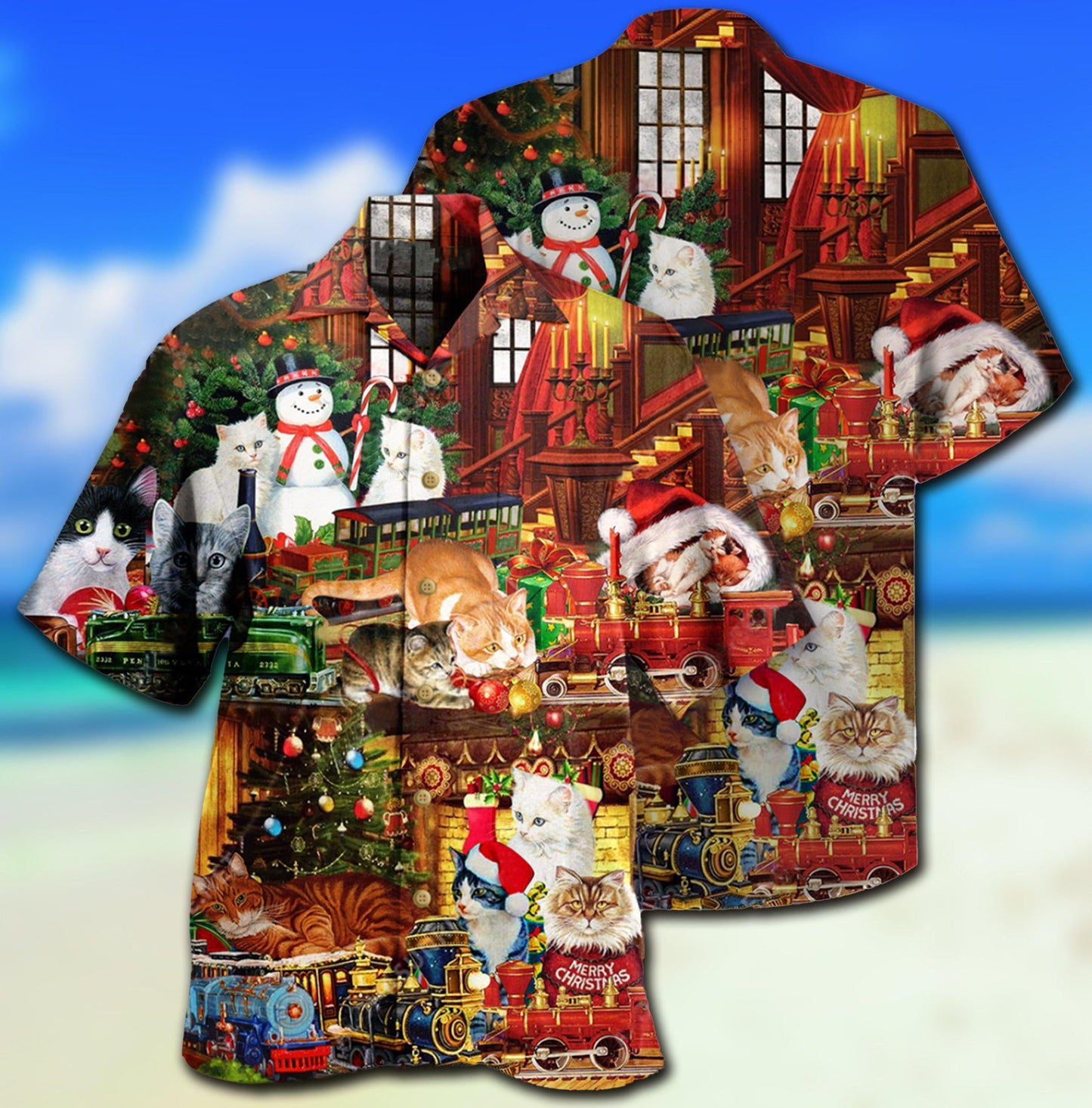 Cat With Toys Train - Hawaiian Shirt - Reefox