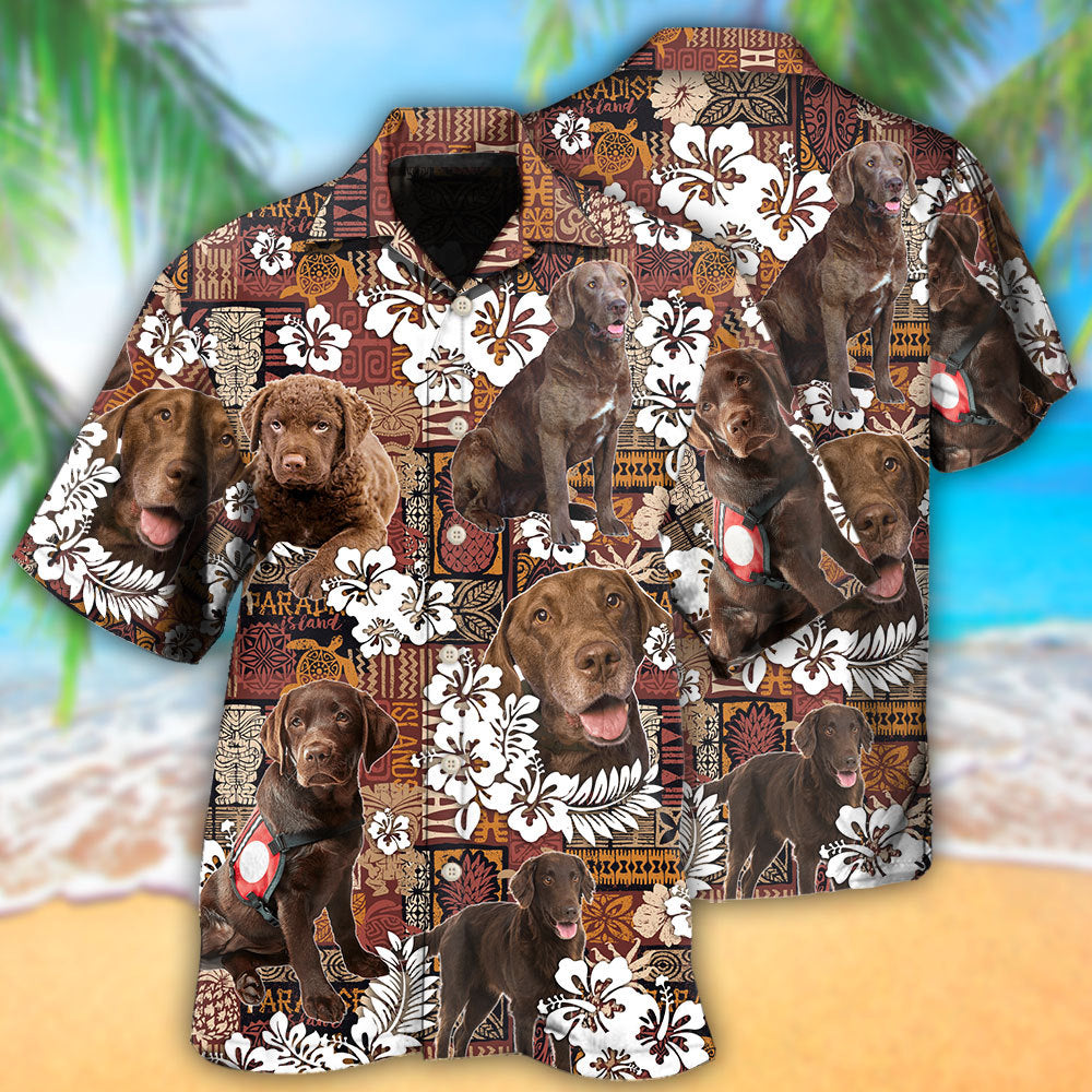 Chesapeake Bay Retriever Dog Tropical Floral Vintage - Hawaiian Shirt - Reefox