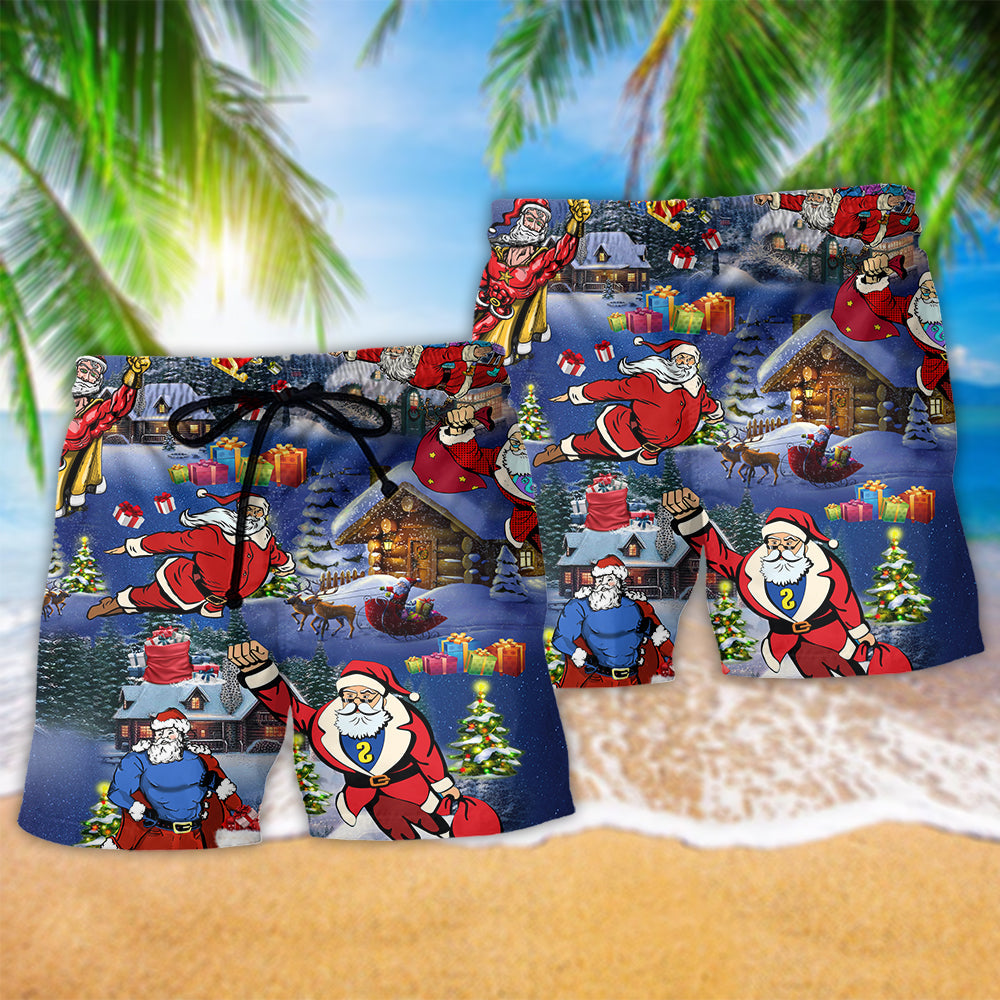 Christmas Flying Super Santa Stunning - Beach Short Reefox - Owls Matrix LTD