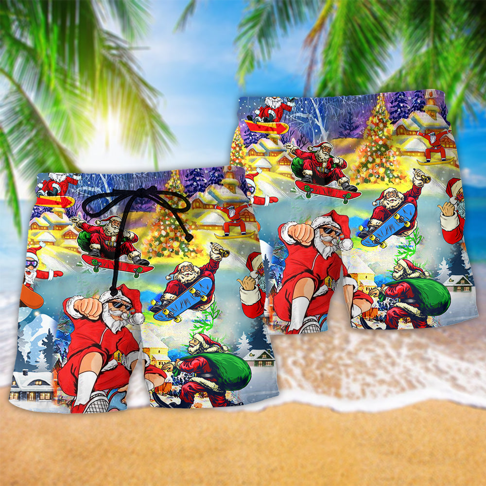 Christmas Jumping On Skateboard - Beach Short Reefox - Owls Matrix LTD