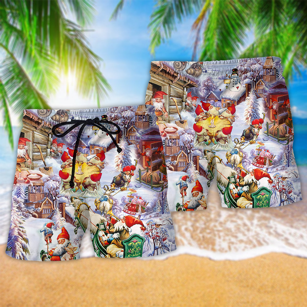 Christmas Oh Santa Claus Gnomes Snow - Beach Short Reefox - Owls Matrix LTD