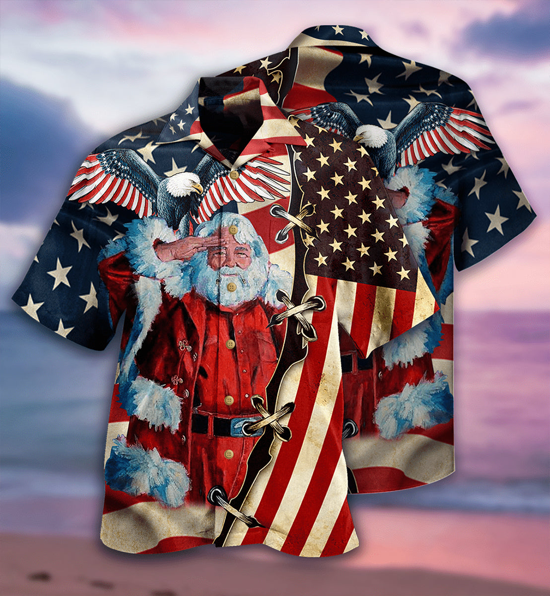 Christmas Patriot Panta Clause - Hawaiian Shirt - Reefox