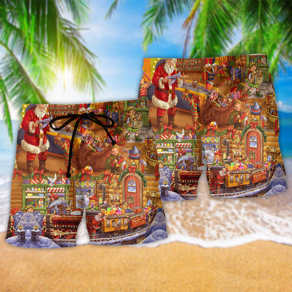 Christmas Santa And Happiness Amazing - Beach Short Reefox - Owls Matrix LTD