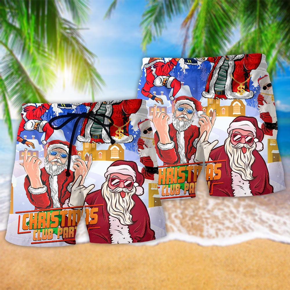 Christmas Santa Dances Like A Star - Beach Short Reefox - Owls Matrix LTD
