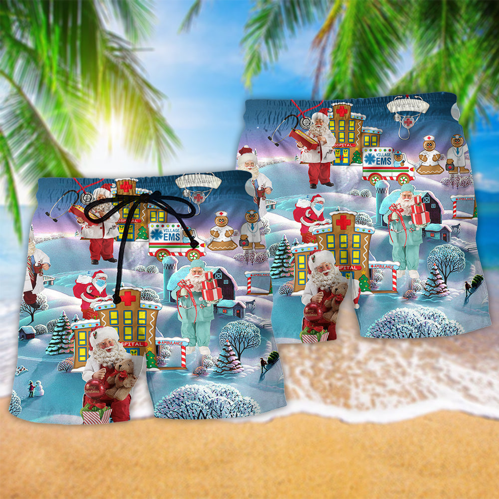 Christmas You're Hero Doctor Nurse Santa Health Care - Beach Short Reefox - Owls Matrix LTD