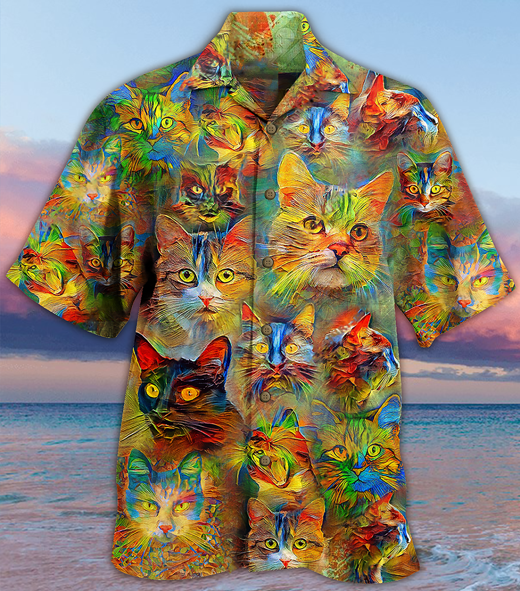 Cat Beautiful Colorful Painting - Hawaiian Shirt - Reefox