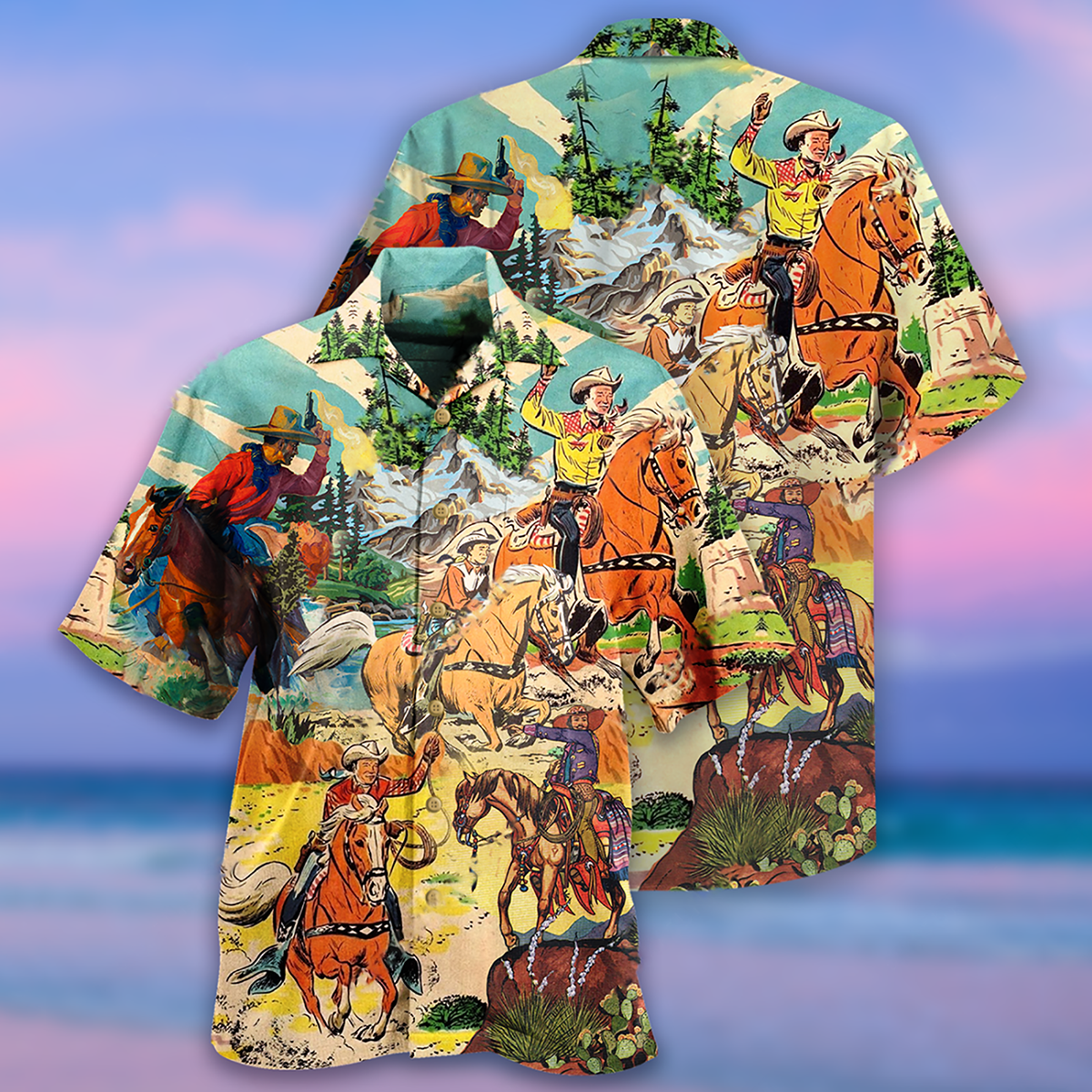 Cowboy Real Men Ride Horses Cool - Hawaiian Shirt - Reefox
