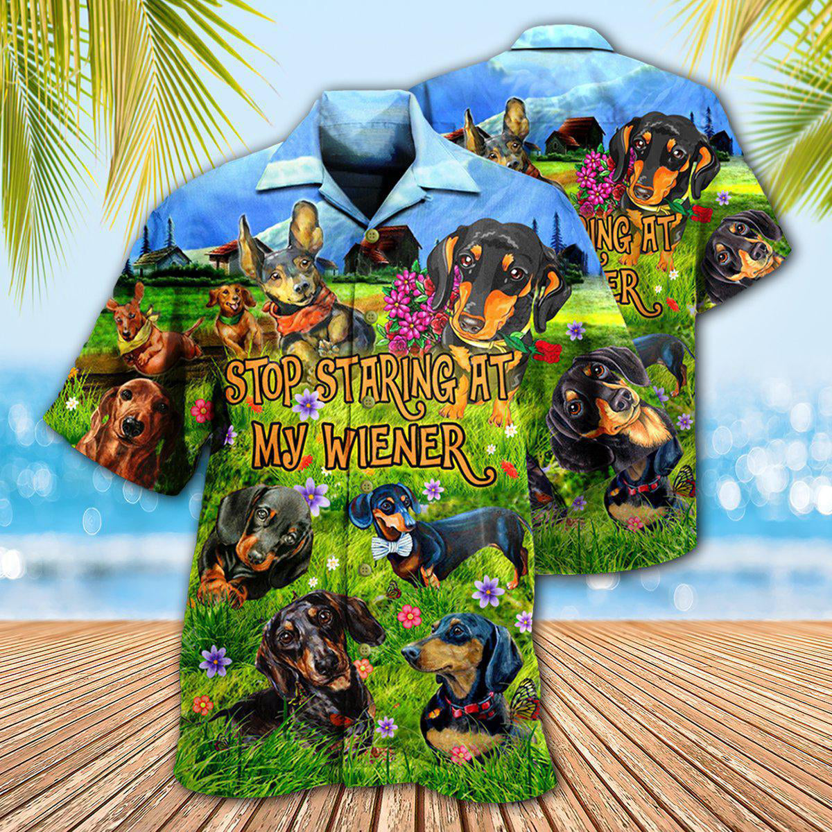 Dachshund Dog Stop Staring At My Wiener - Hawaiian Shirt - Reefox