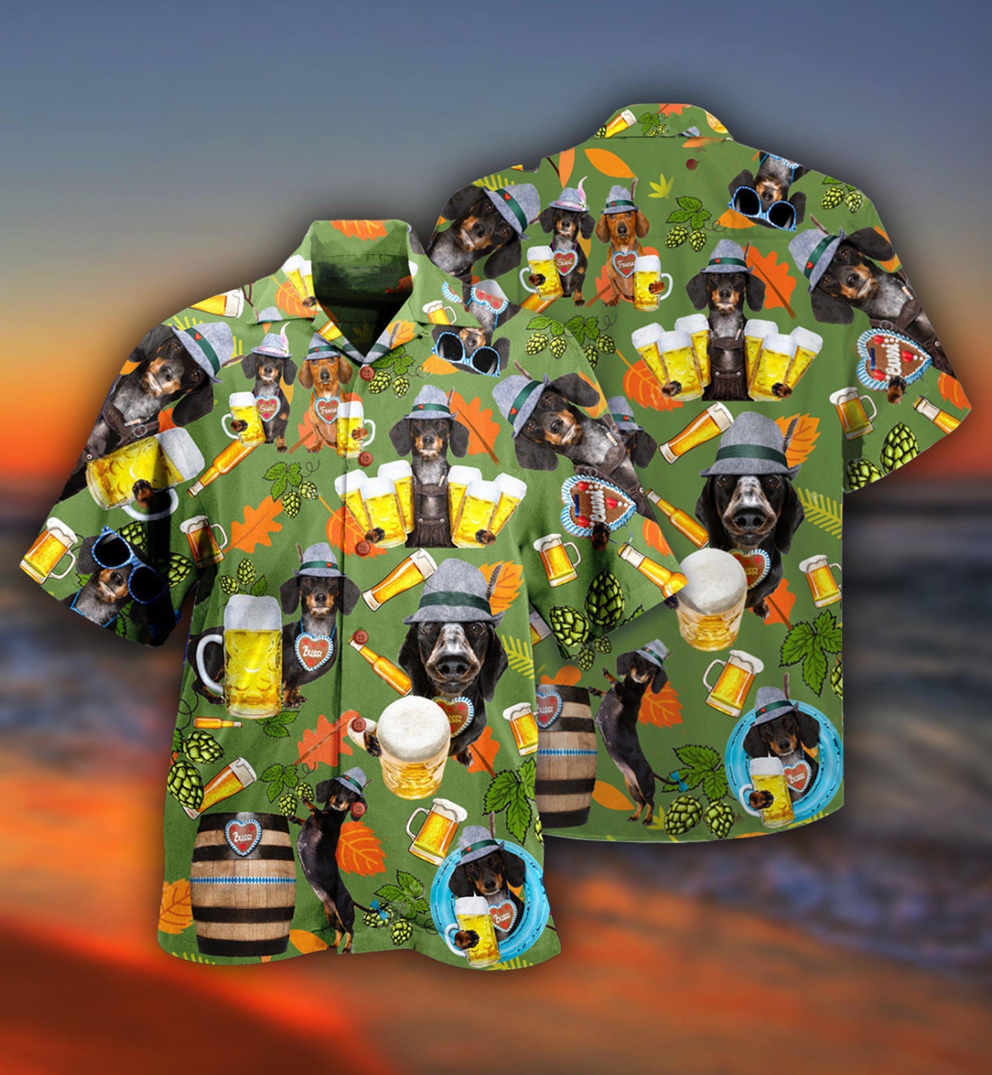 Beer Dachshund Drinking Beer - Hawaiian Shirt - Reefox