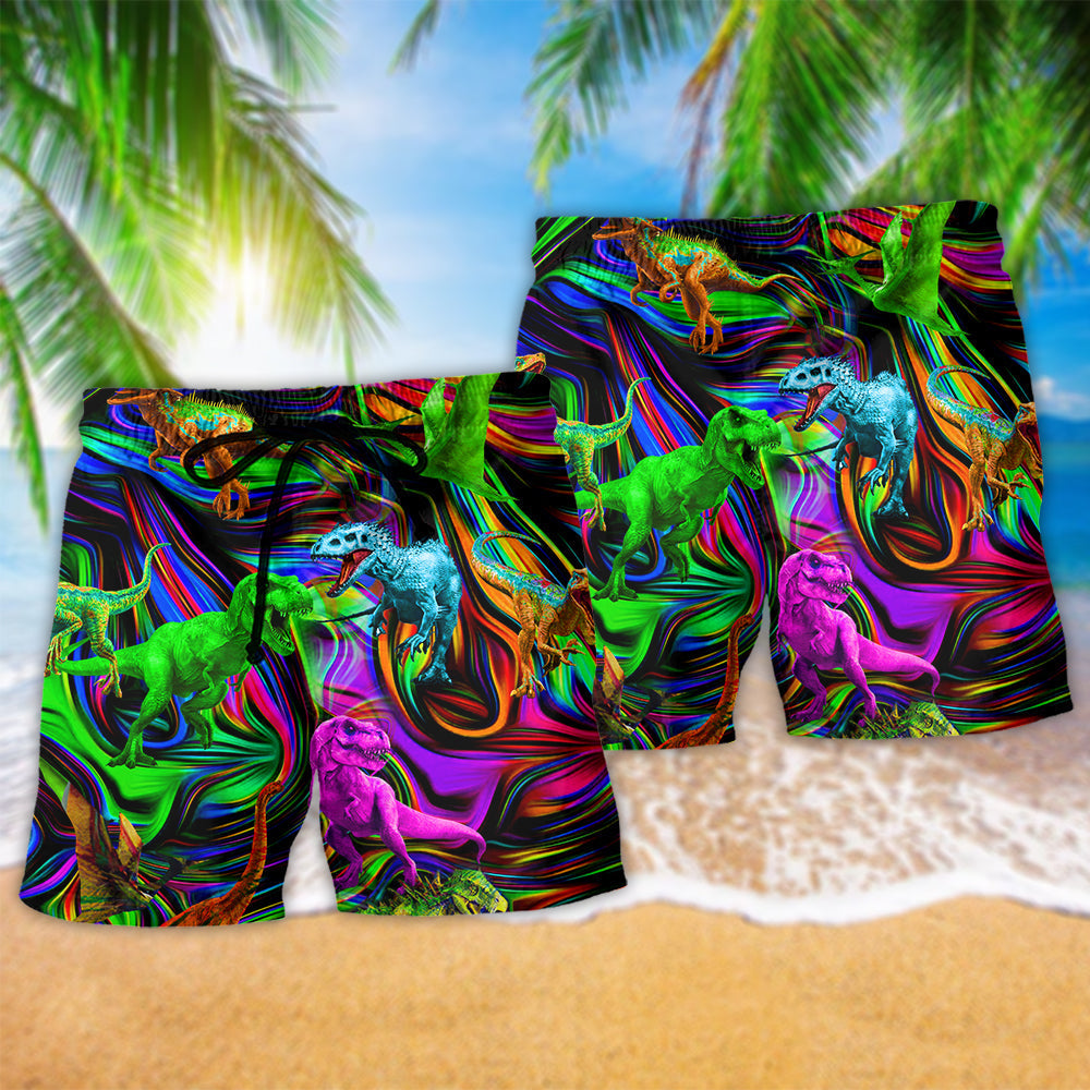 Dinosaur Amazing Love Neon Color - Beach Short Reefox - Owls Matrix LTD