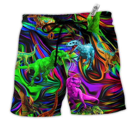 Beach Short / Adults / S Dinosaur Amazing Love Neon Color - Beach Short Reefox - Owls Matrix LTD
