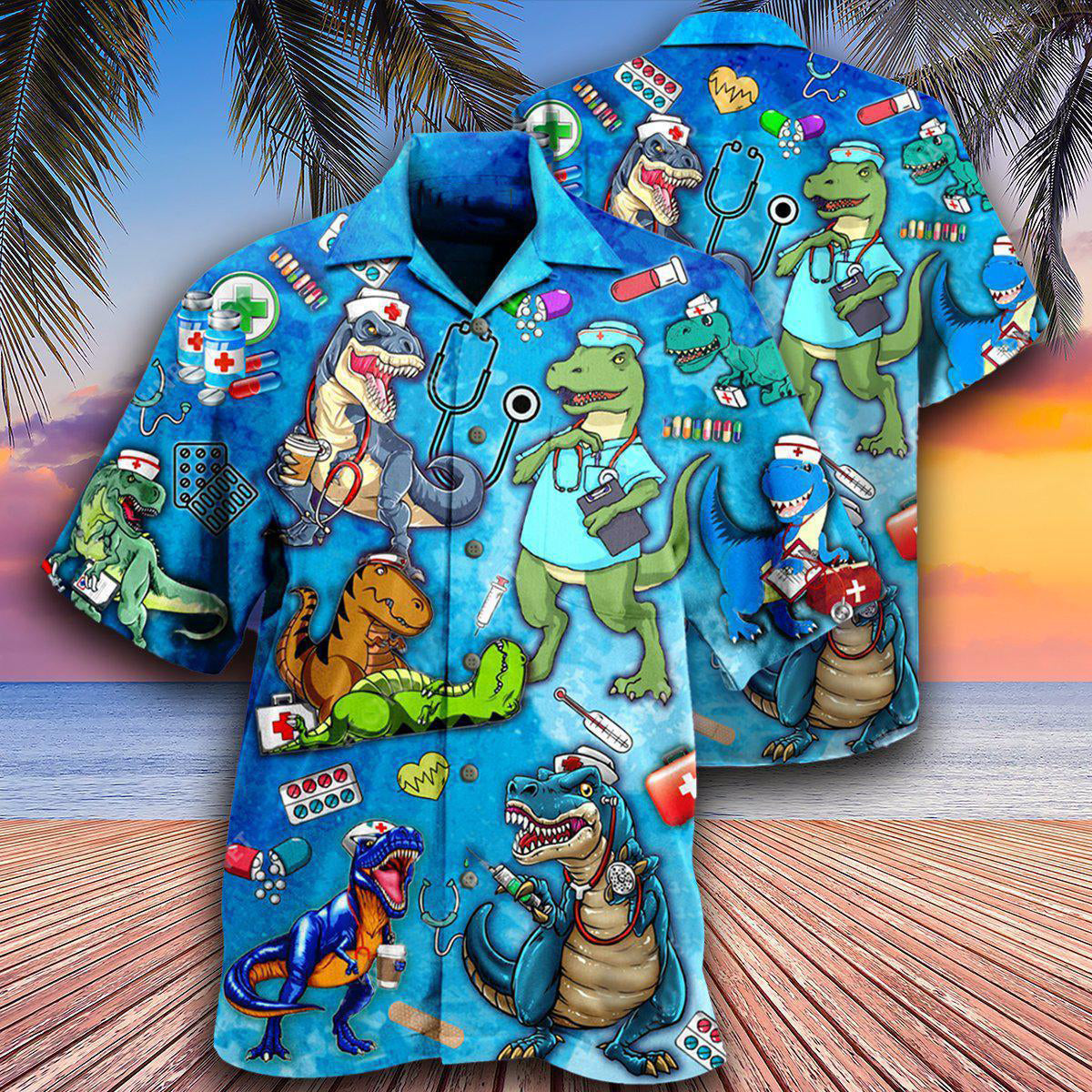 Dinosaur The Nice Nurse Is On Vacation - Hawaiian Shirt - Reefox