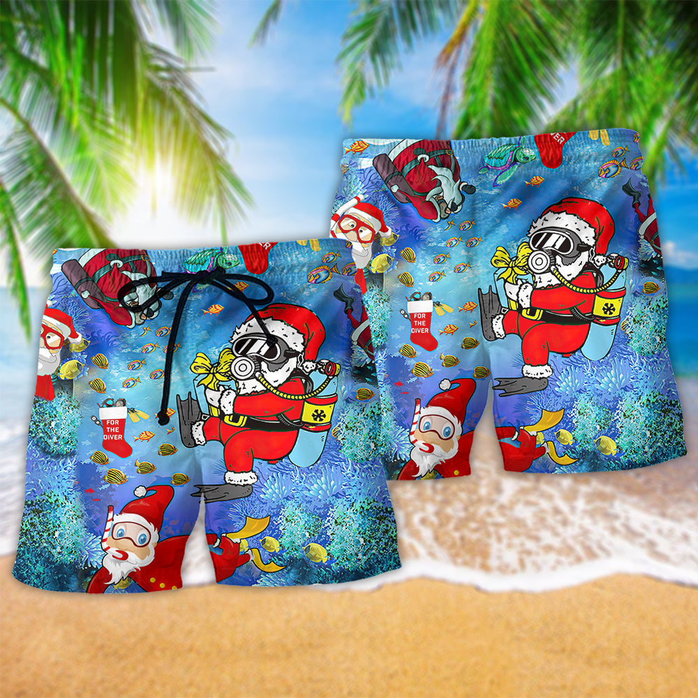 Diving Christmas Santa Claus Dives - Beach Short Reefox - Owls Matrix LTD