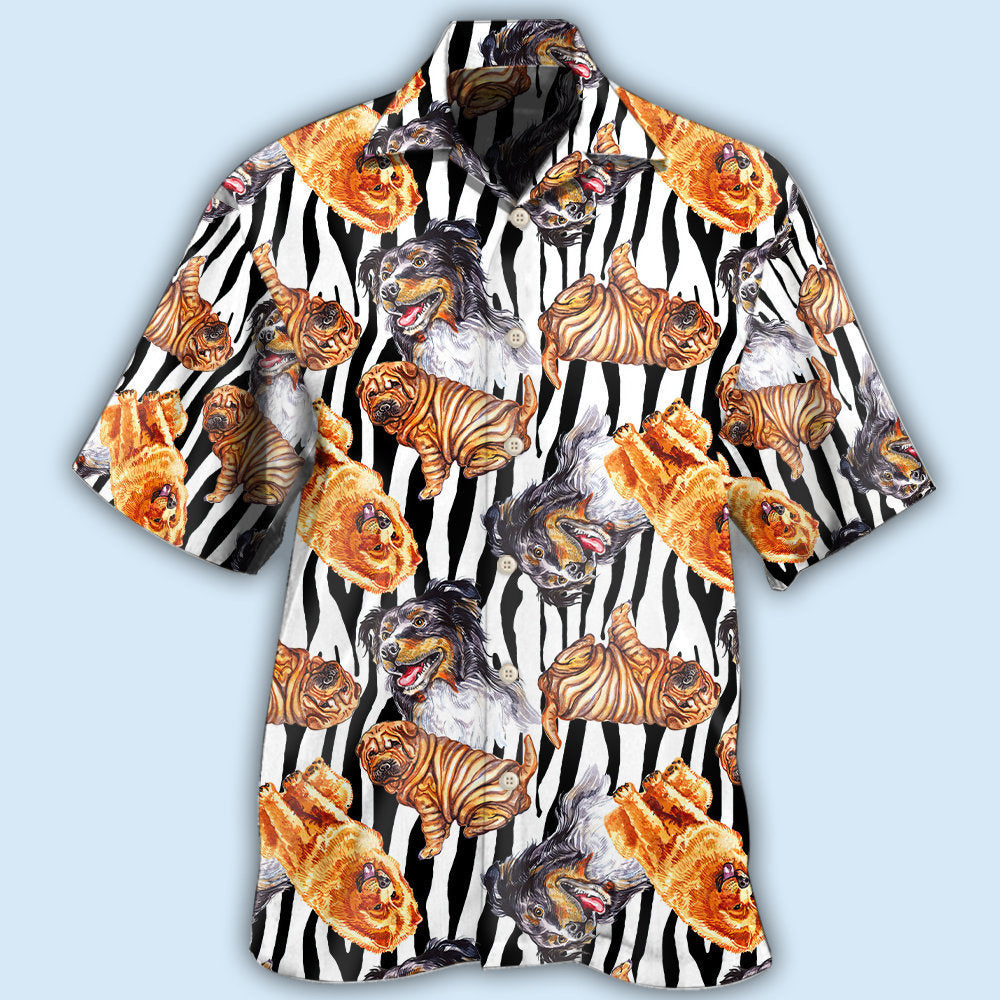 Dogs Black Striped Style Cool - Hawaiian Shirt - Reefox