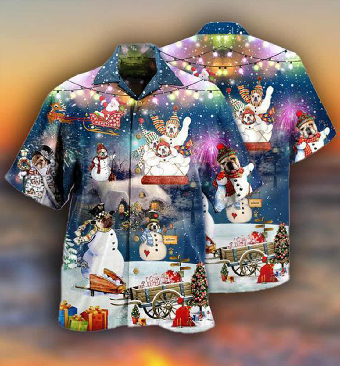 Dogs Snowdog Merry Christmas Night Funny - Hawaiian Shirt - Reefox