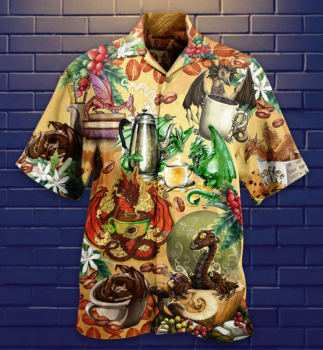 Dragon Love Coffee Every Time - Hawaiian Shirt - Reefox