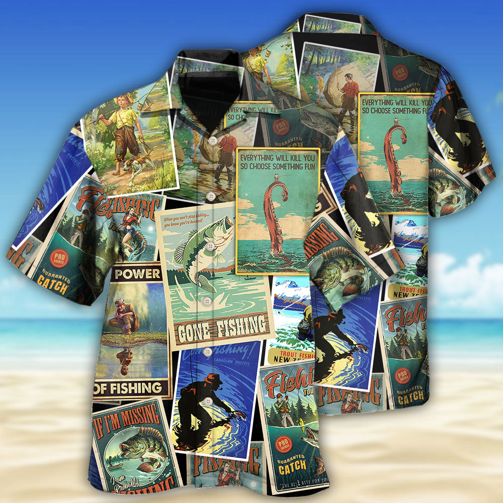 Fishing Retro Art Style - Hawaiian Shirt - Reefox