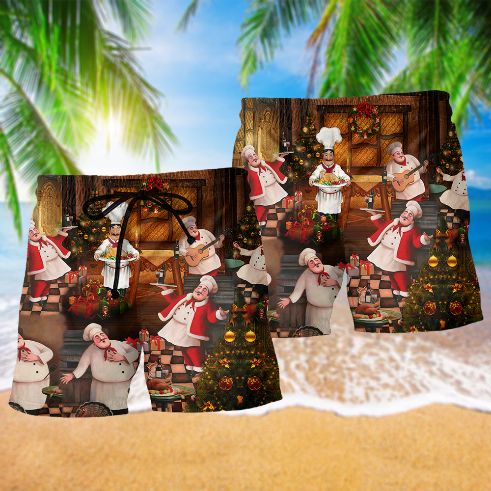 Food Chef Merry Christmas - Beach Short Reefox - Owls Matrix LTD