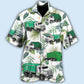 Truck Garbage Truck Tropical Green Leaf - Hawaiian Shirt - Reefox