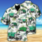 Truck Garbage Truck Tropical Green Leaf - Hawaiian Shirt - Reefox