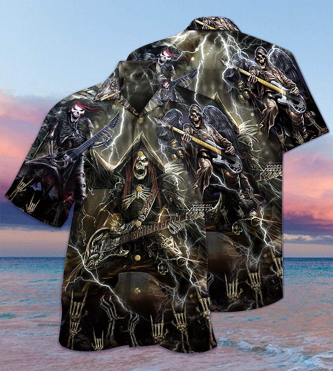 Guitar Music Get High With Music Dark Style - Hawaiian Shirt - Reefox