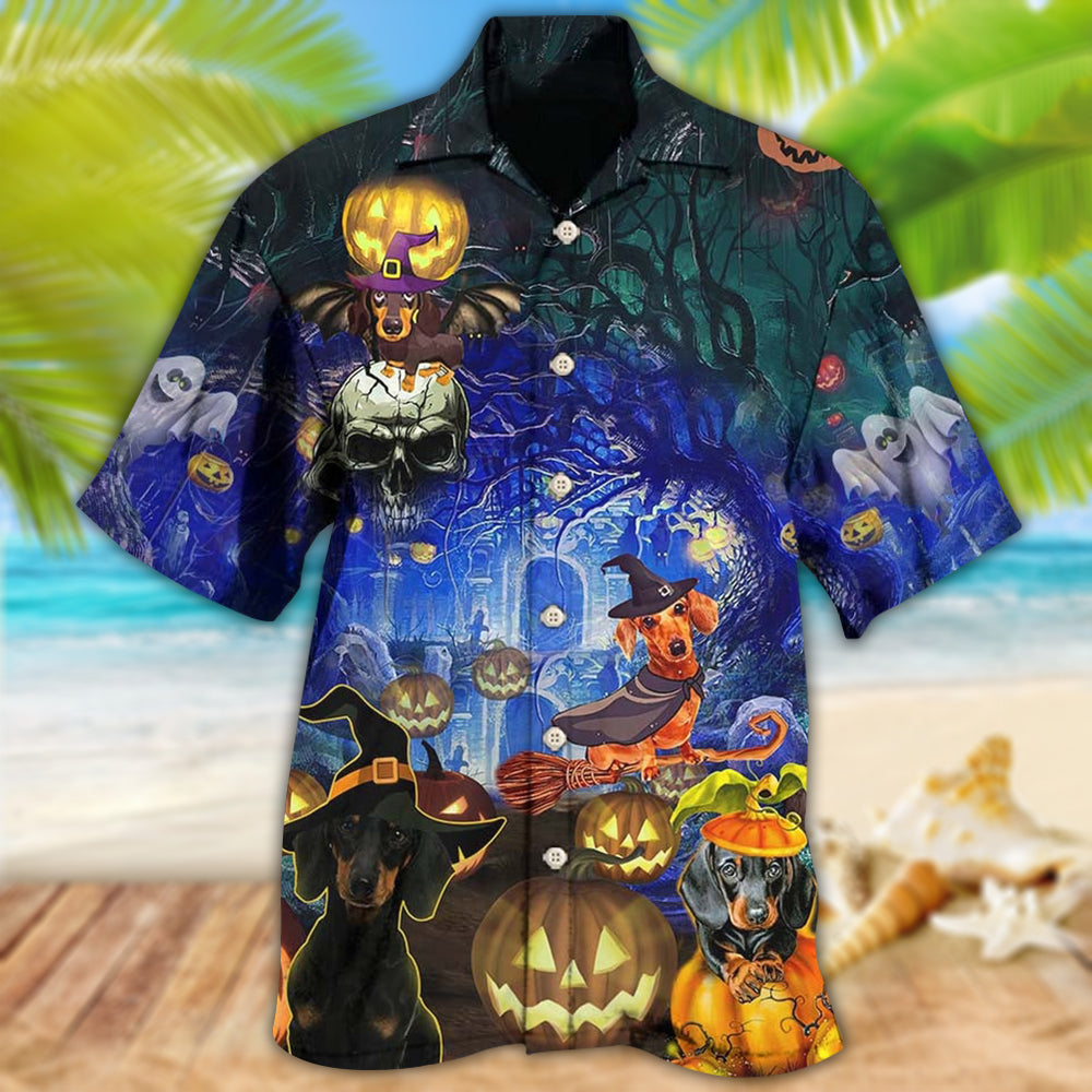 Halloween Dachshund And Dogs - Hawaiian Shirt - Reefox