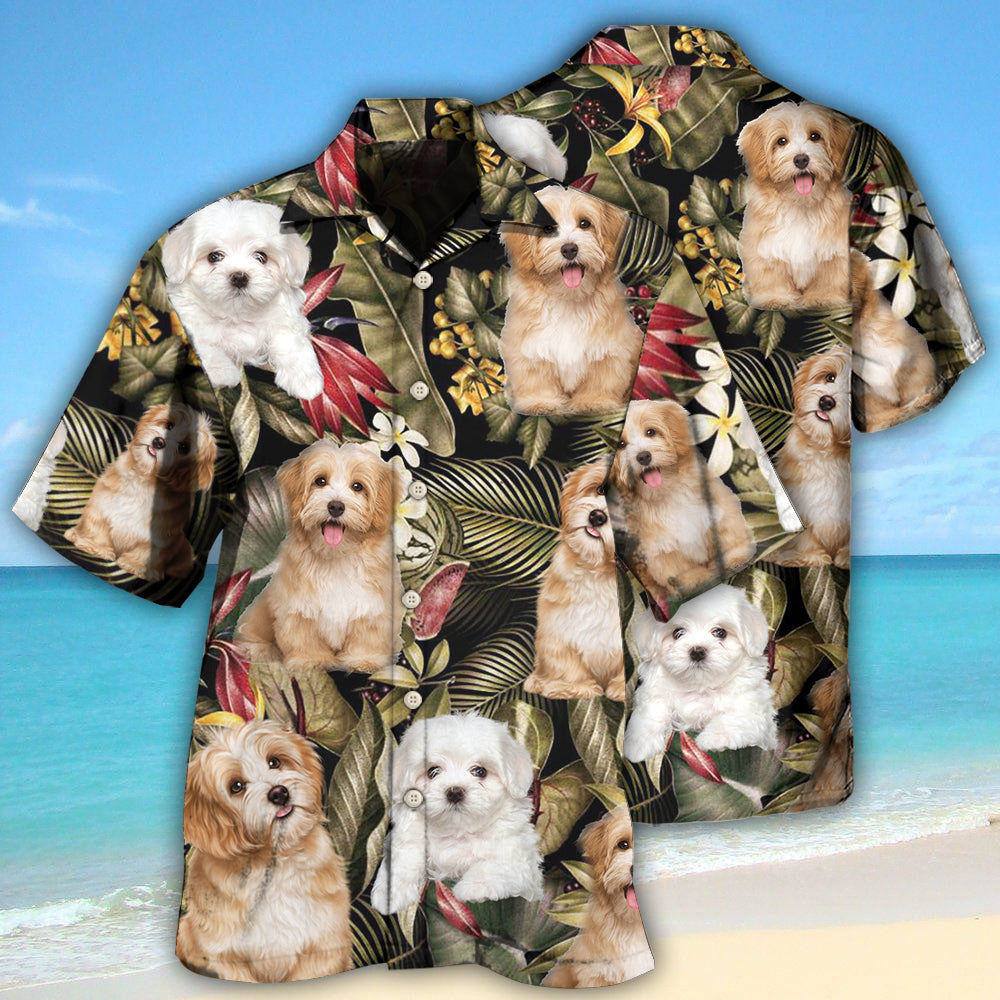 Havanese Dog Tropical Leaf Style - Hawaiian Shirt - Reefox
