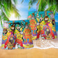 Hippie Music Guitar Peace Life Colorful Life - Beach Short Reefox - Owls Matrix LTD