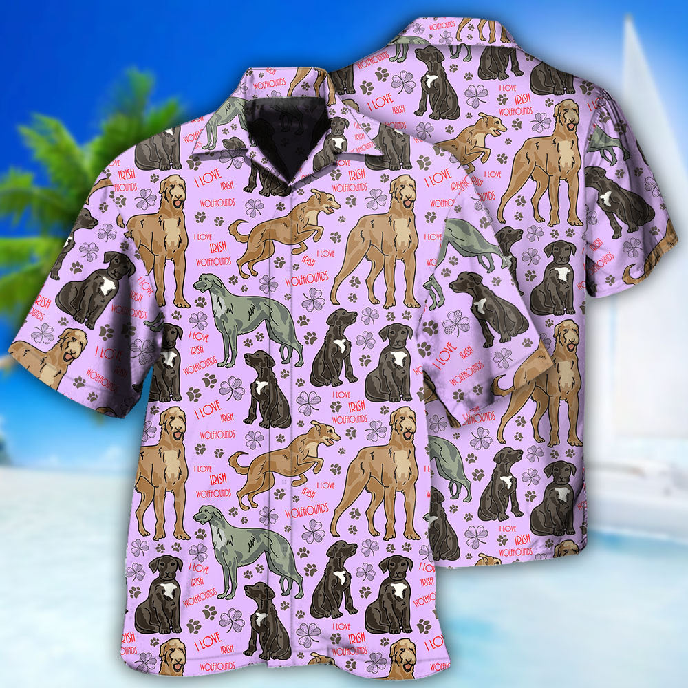 Irish Wolfhound Dog So Cute Pink Style - Hawaiian Shirt - Reefox