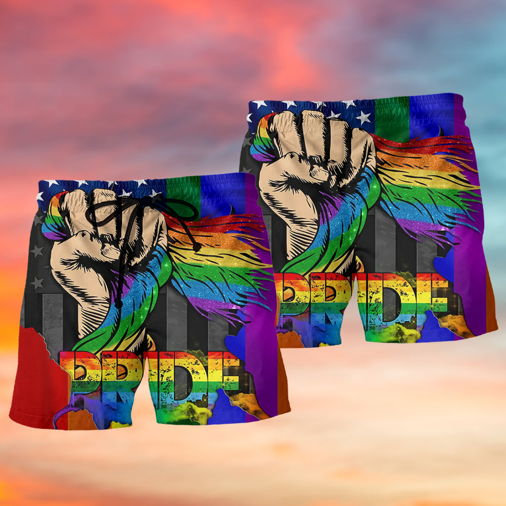 LGBT Hand Love Is Love - Beach Short Reefox - Owls Matrix LTD