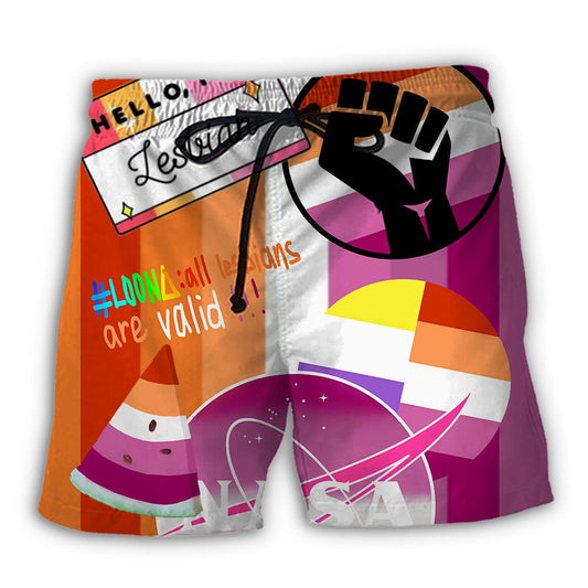 Beach Short / Adults / S LGBT Lesbian Sorry Mom I Like Girls - Beach Short Reefox - Owls Matrix LTD