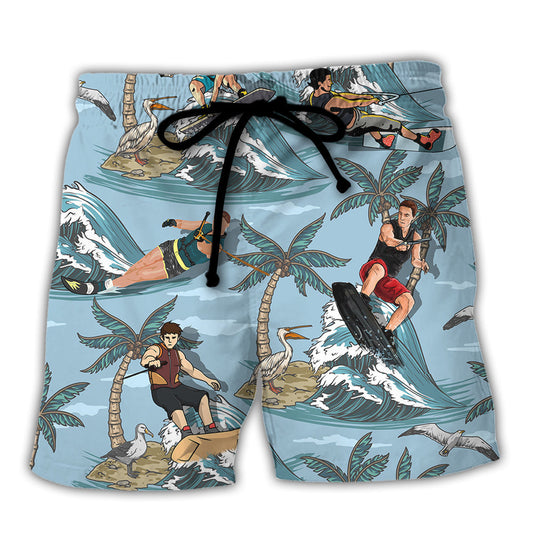Waterskiing Never Underestimate An Old Man Who Loves Water Skiing Lover Beach - Beach Short Reefox