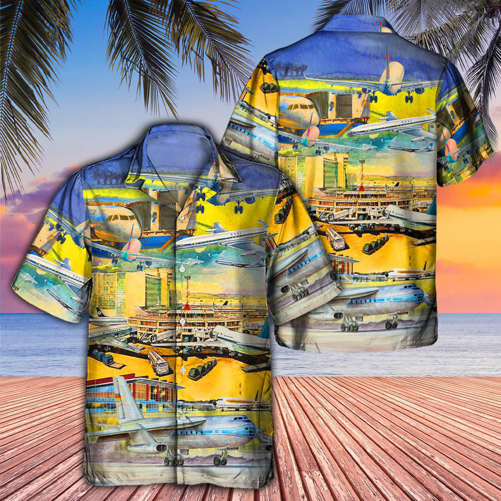 Airplane Take Off From Airport - Hawaiian Shirt - Reefox