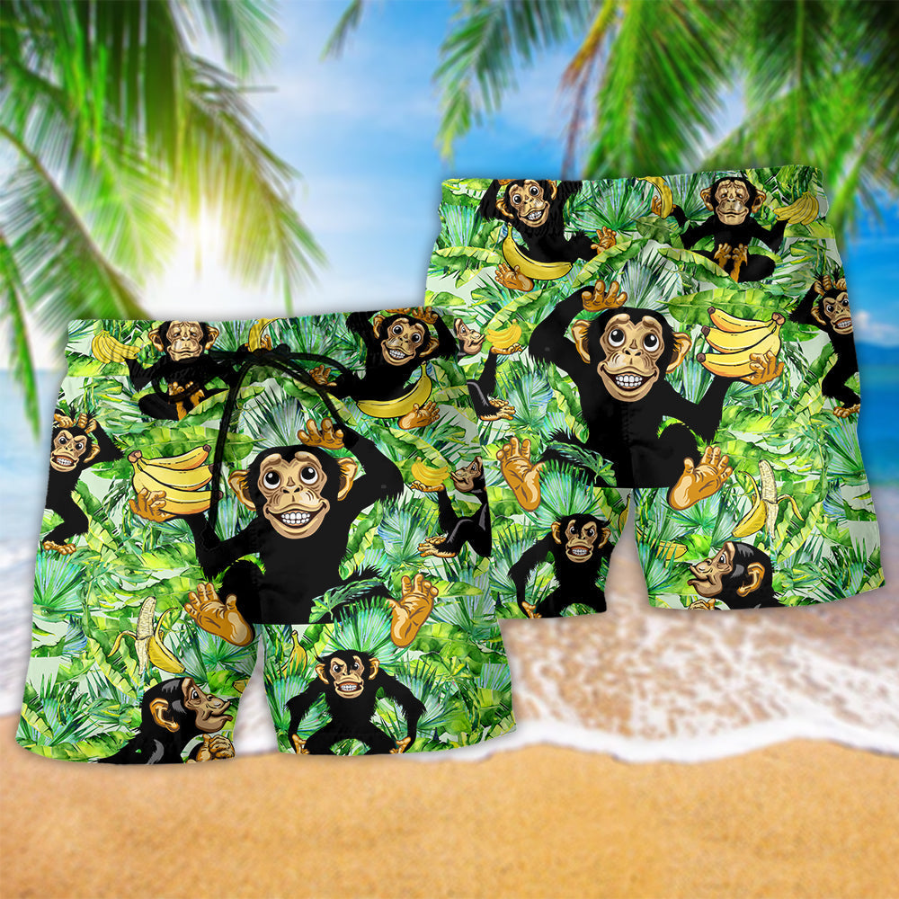 Monkey Loves Banana Troipcal Leaves - Beach Short Reefox - Owls Matrix LTD
