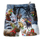 Beach Short / Adults / S Moose Merry Christmas Forest - Beach Short Reefox - Owls Matrix LTD