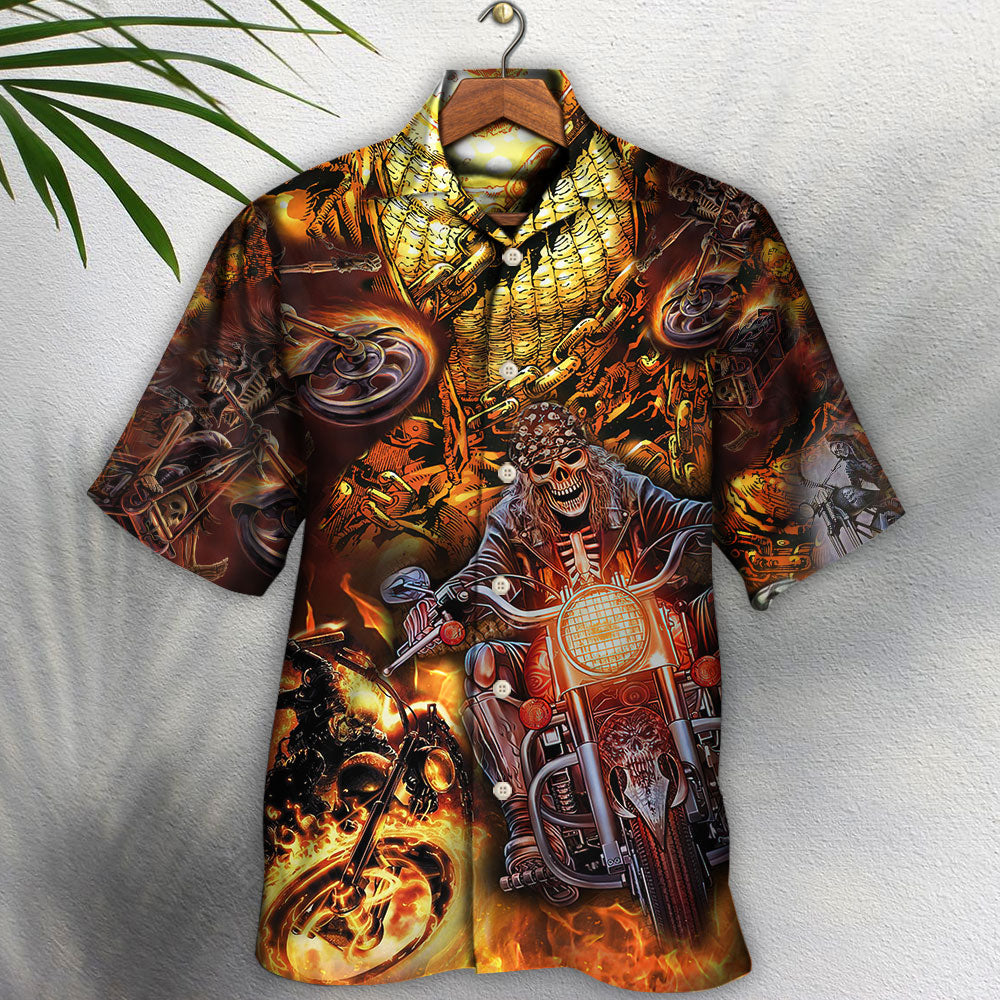 Skull Motorcycle Racing Fast Fire New - Hawaiian Shirt - Reefox