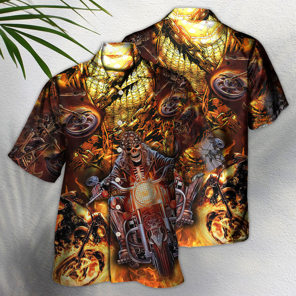 Skull Motorcycle Racing Fast Fire New - Hawaiian Shirt - Reefox