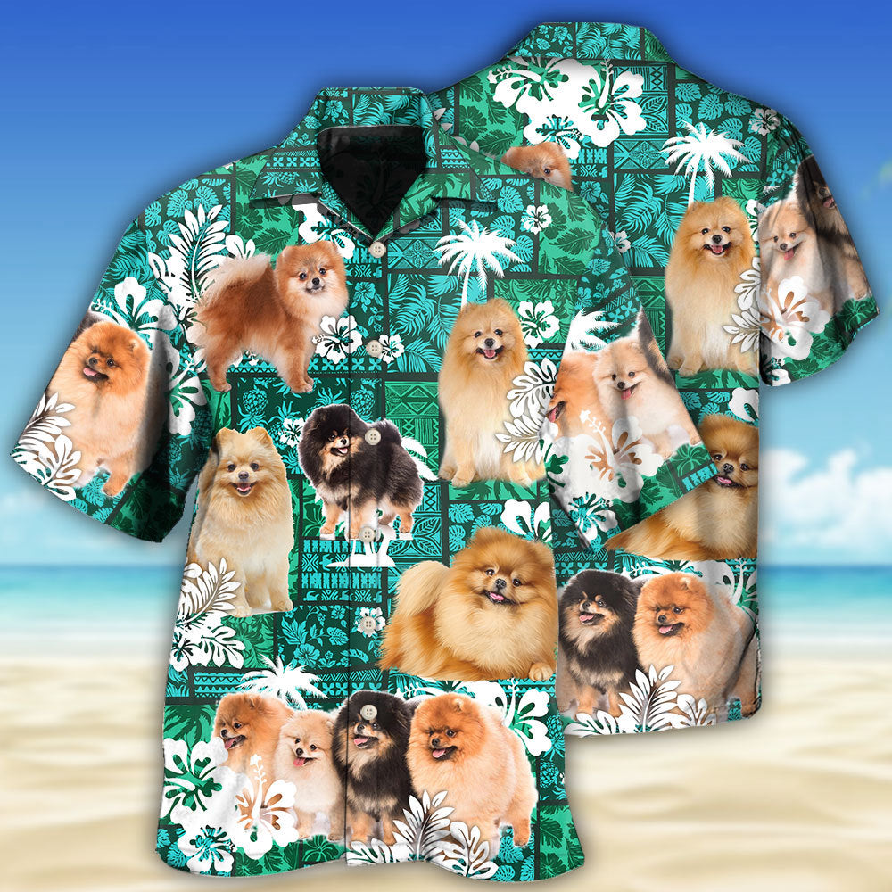 Pomeranian Green Tropical Dog Lover - Hawaiian Shirt - Reefox