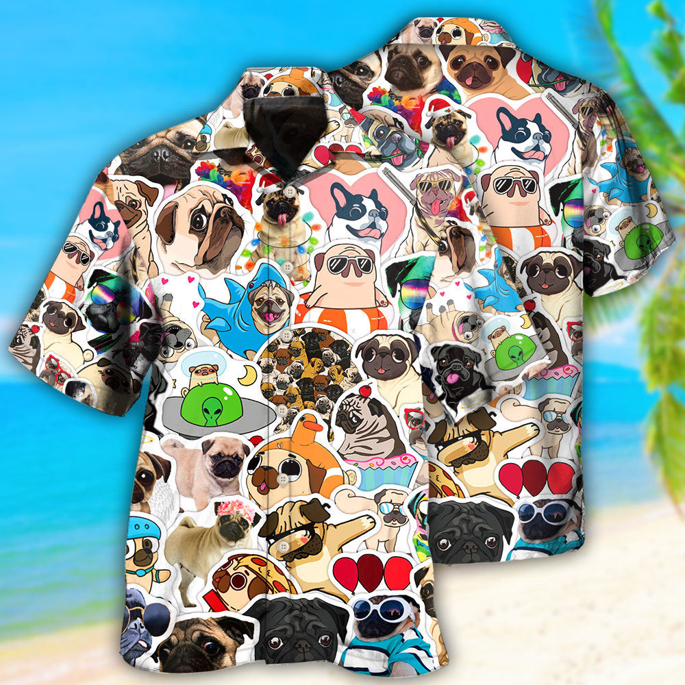 Pug So Funny Pug Style - Hawaiian Shirt - Reefox