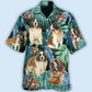 Saint Bernard Dog Tropical Leaf Style - Hawaiian Shirt - Reefox