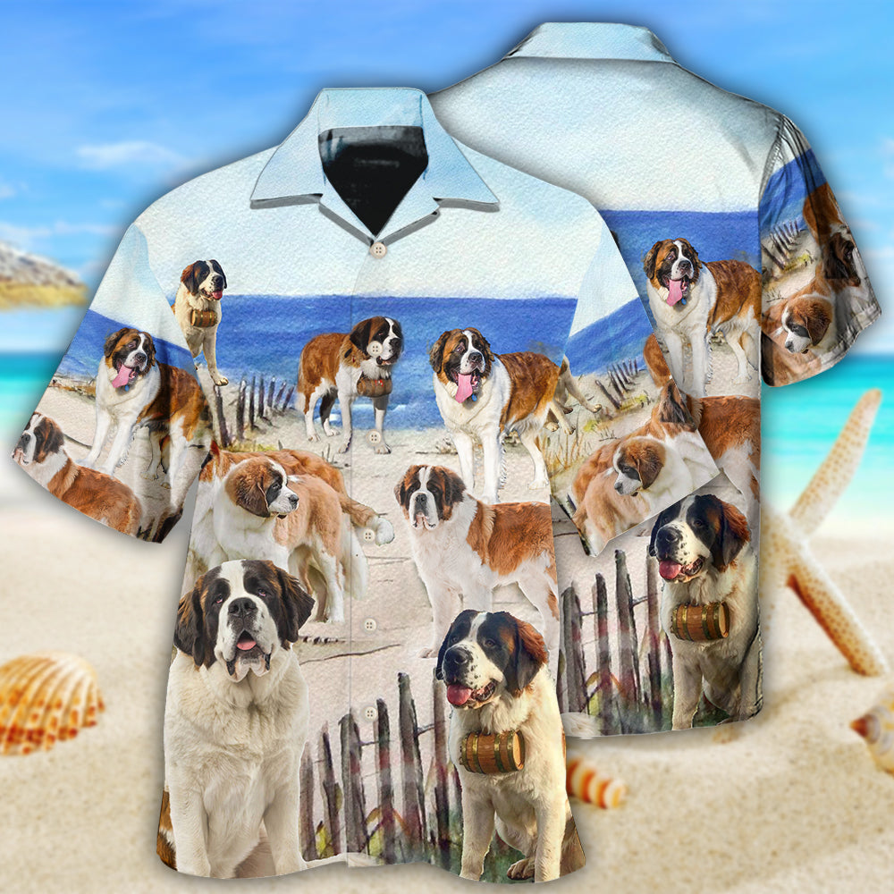 Saint Bernard Dog Funny Beach Style - Hawaiian Shirt - Reefox