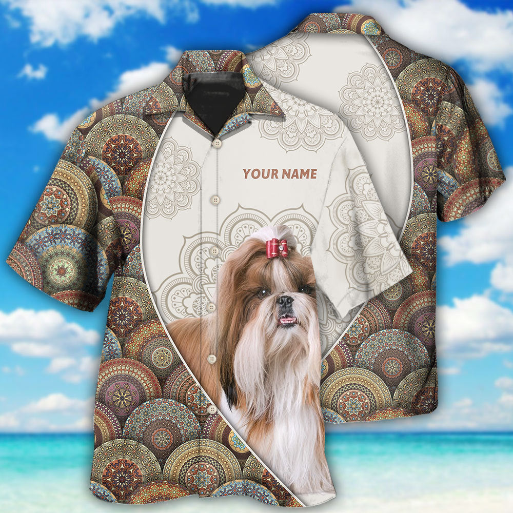Shih Tzu Mandala Art Pattern Personalized - Hawaiian Shirt - Reefox