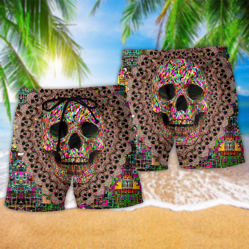Skull Amazing Smiling Colorful - Beach Short Reefox - Owls Matrix LTD