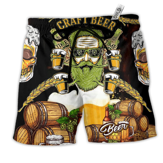 Beach Short / Adults / S Skull Craft Beer So Cool - Beach Short Reefox - Owls Matrix LTD