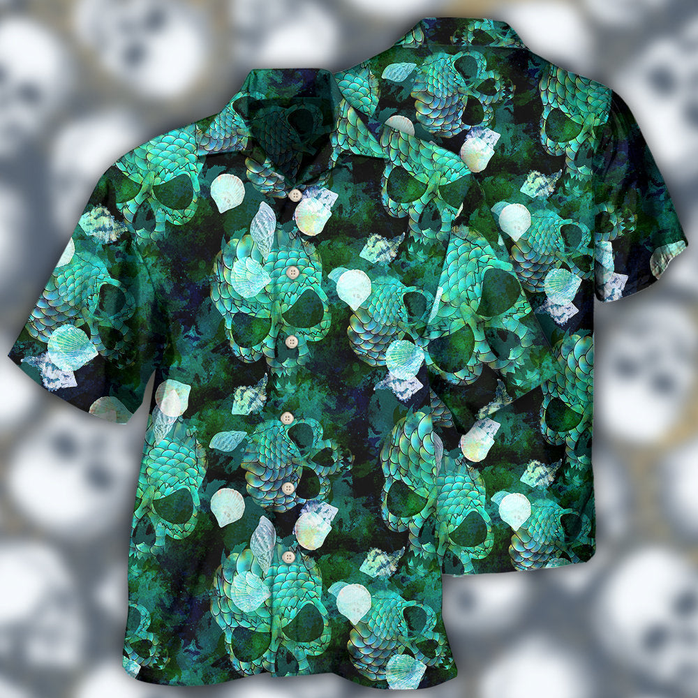 Skull Fish Green Style - Hawaiian Shirt - Reefox