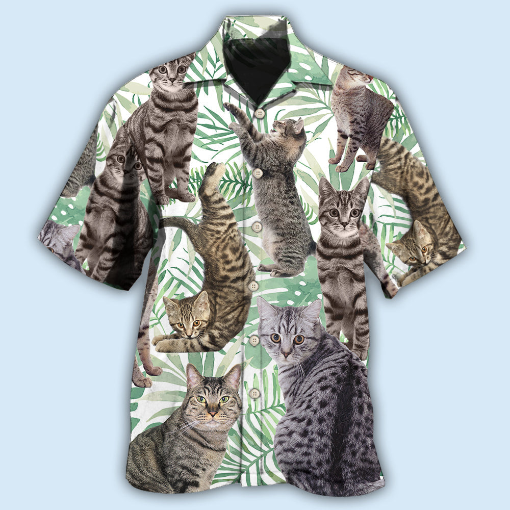 Cat Tropical Leaf Tabby Cat - Hawaiian Shirt - Reefox