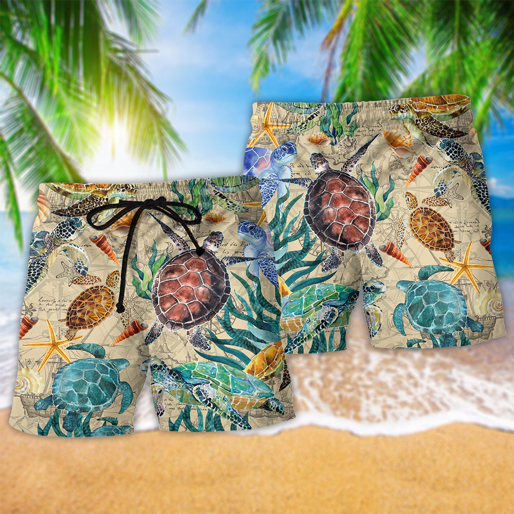 Turtle Under The Ocean Vintage - Beach Short Reefox - Owls Matrix LTD