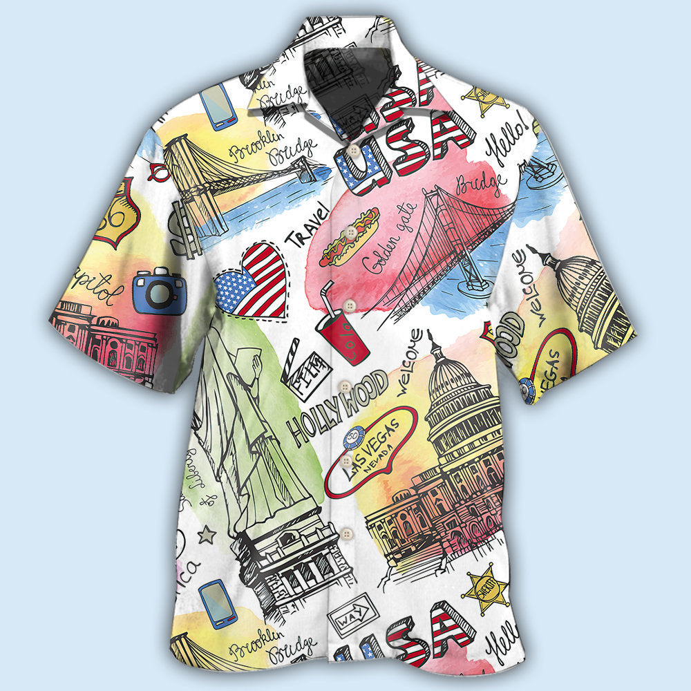 America USA Art Style - Hawaiian Shirt - Reefox