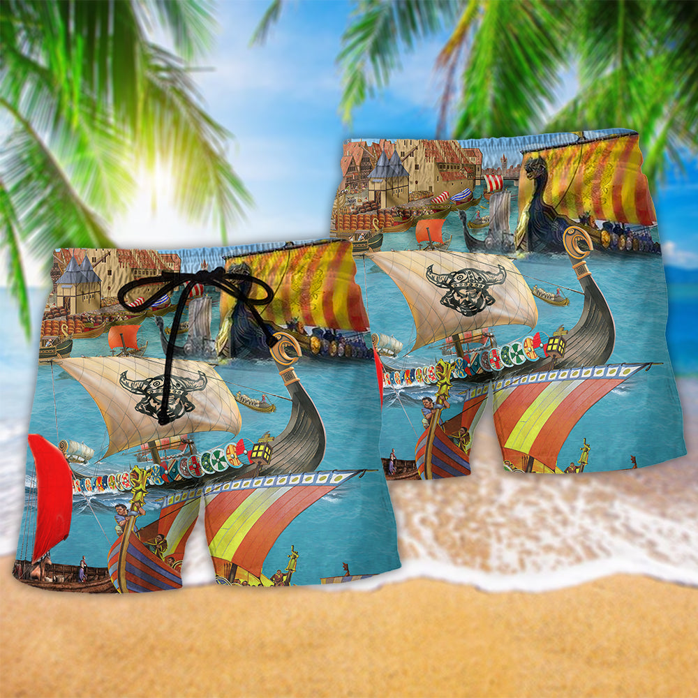 Viking Sail Let War - Beach Short Reefox - Owls Matrix LTD